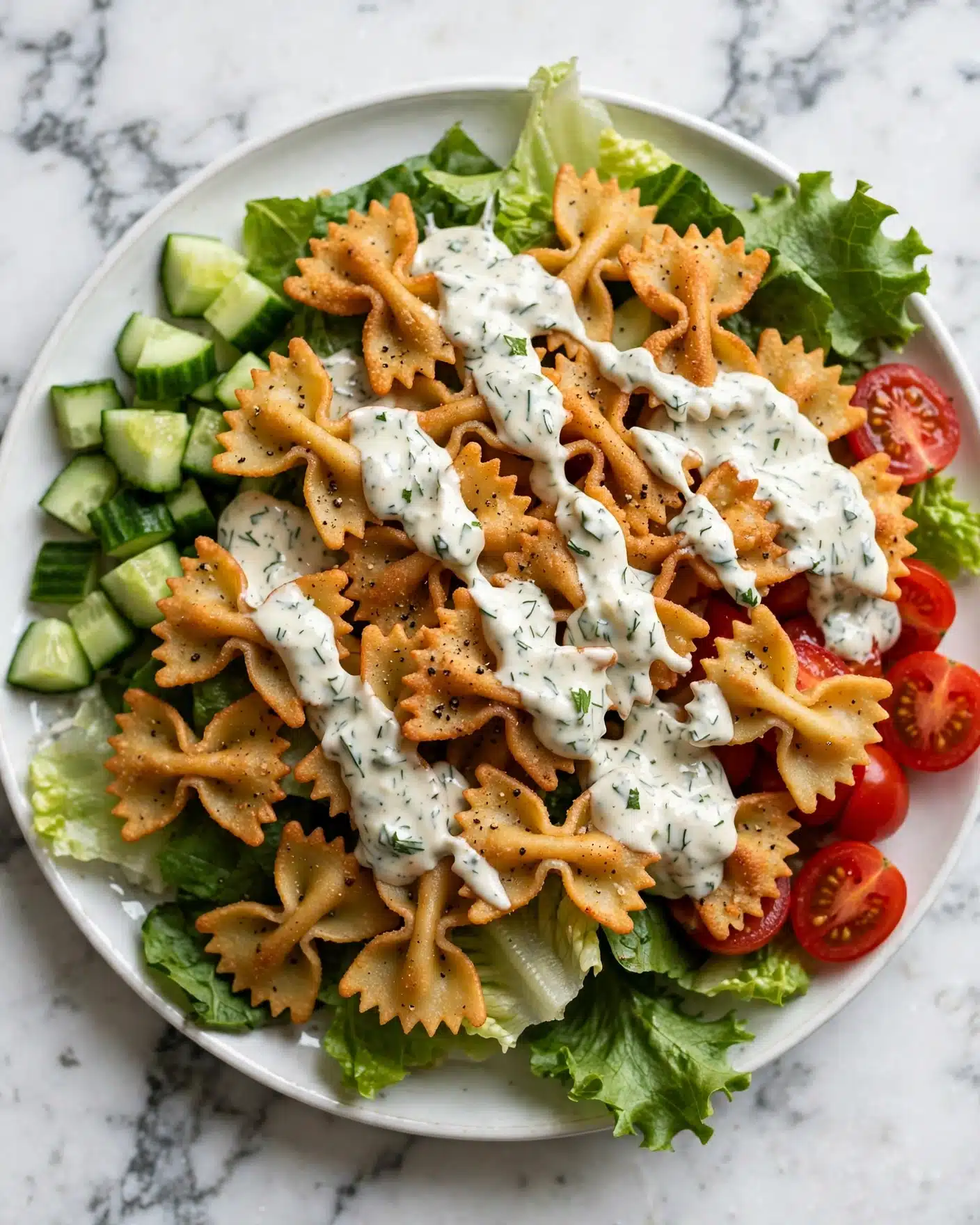 Viral Crispy Pasta Salad with Fresh Veggies and Creamy Dressing Recipe