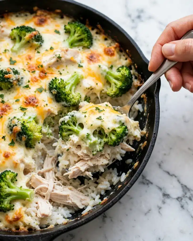 30 Minute One Pot Cheesy Chicken Broccoli Rice Casserole Recipe
