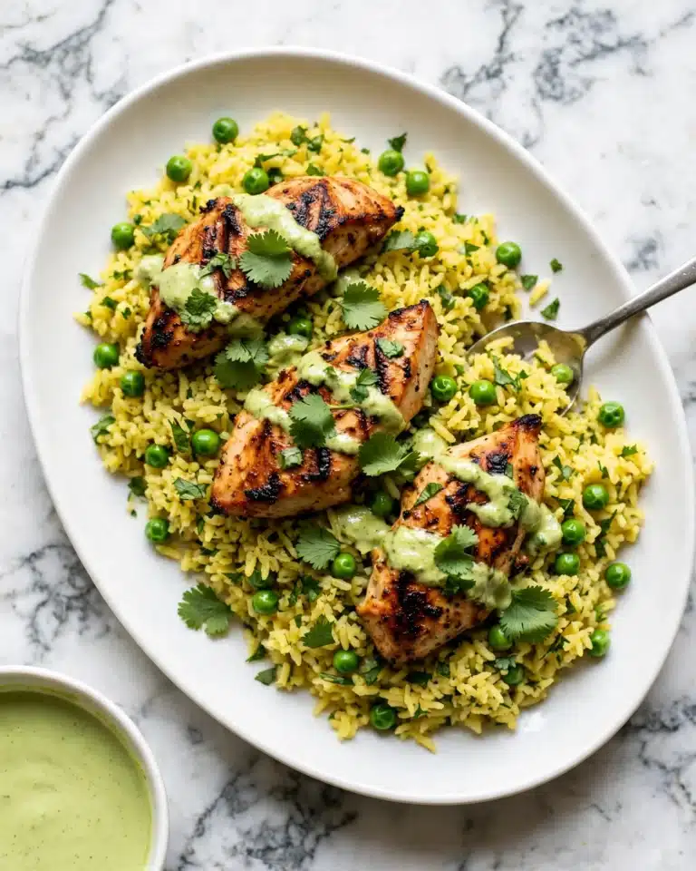 Peruvian Chicken and Rice with Green Sauce Recipe